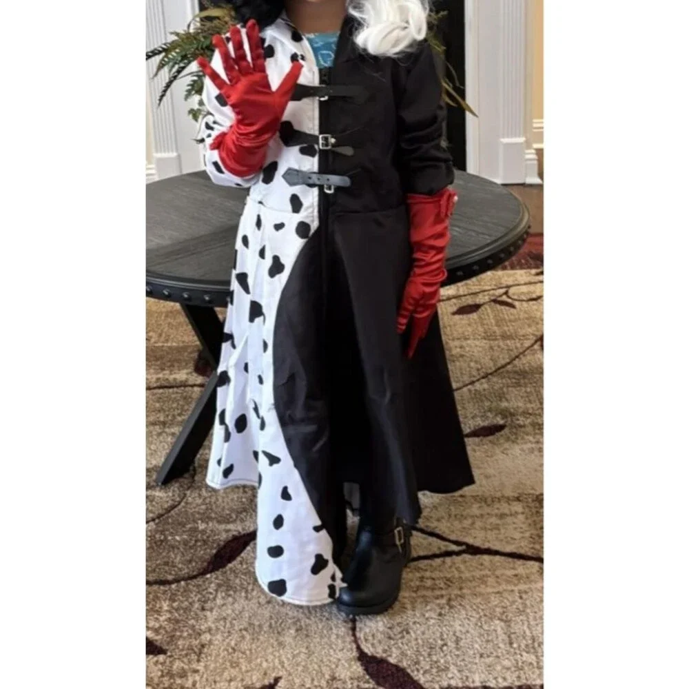 Girls Halloween Costume Dress Up Dalmatian Print Outfit 9-10yr Olds NEW